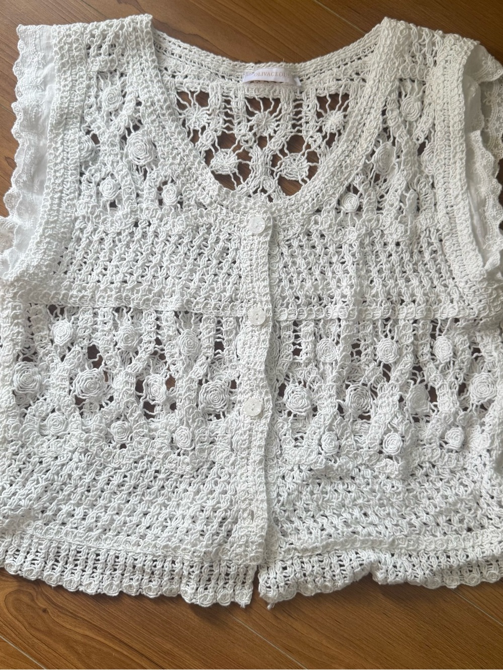 Handmade White Crochet Vest